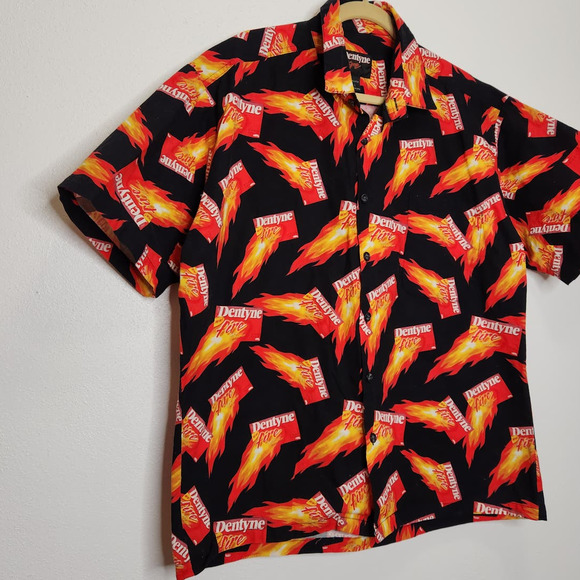 Vintage Dentyne Fire Promo All Over Button Hawaiian Shirt VTG y2K Street - Picture 2 of 4